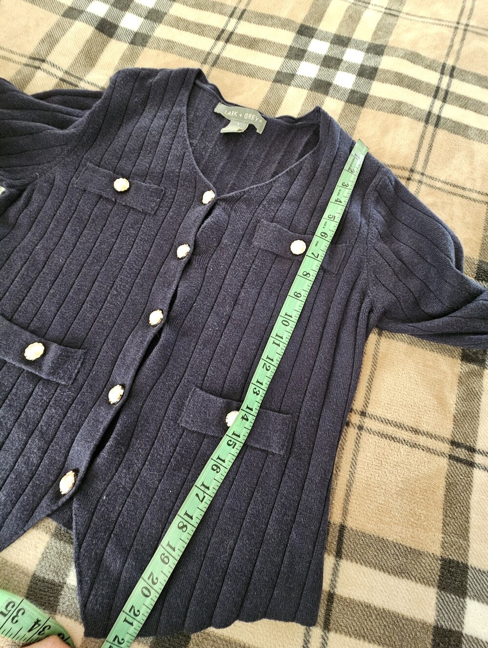 Classic Navy Ribbed Button-Front Cardigan - Women’s Sweaters & Cardigans - Picture 7 of 8